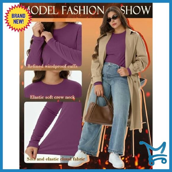 Plus Size Thermal Long Sleeve Shirts Fleece Lined Slim Fit 3 Pack - Picture 7 of 8